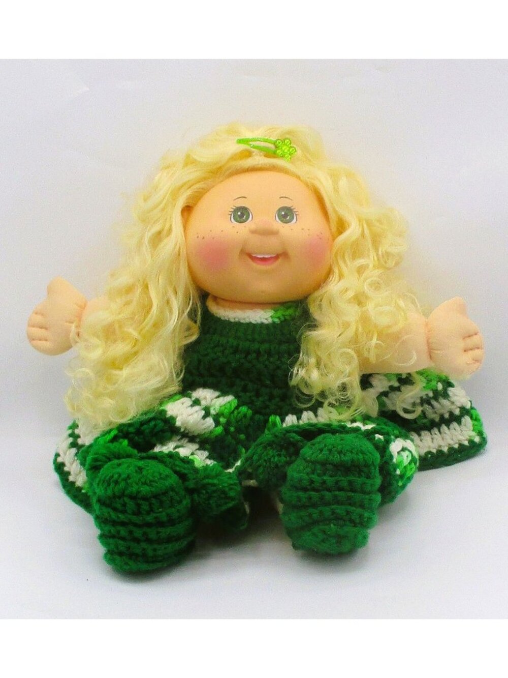 CPK 2015 Doll Blonde Freckles Green Eyes WCT-55K Crocheted Green Outfit